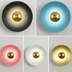 Indoor Wall Light LED Copper Circle Design Living Room Bedroom Metal Wall Lights 3000K E26 Wall Light Fixtures for Bedroom Bathroom