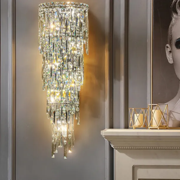 Indoor Wall Lights Crystal High Quality K9 LED Nordic Style Living Room Shops Cafes Steel Wall Light 110-240V