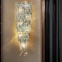 Indoor Wall Lights Crystal High Quality K9 LED Nordic Style Living Room Shops Cafes Steel Wall Light 110-240V