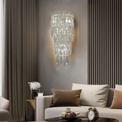 Indoor Wall Lights Crystal High Quality K9 LED Nordic Style Living Room Shops Cafes Steel Wall Light 110-240V