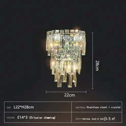 Indoor Wall Lights Crystal High Quality K9 LED Nordic Style Living Room Shops Cafes Steel Wall Light 110-240V