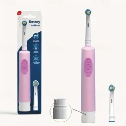 Induction Electric Toothbrush Set for Couples - Soft Hair Rotary Round Head Automatic Compatible Brush Heads Ideal for Men and Women Promotes Oral Health
