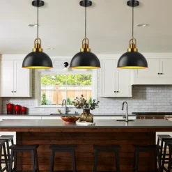 Industrial Retro Pendant Light Metal Chandelier Modern Farmhouse Balcony Corridor Decorative Lighting Fixture Bedside Black Hanging Lamp 1 Head 110-240V