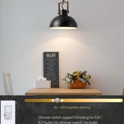 Industrial Retro Pendant Light Metal Chandelier Modern Farmhouse Balcony Corridor Decorative Lighting Fixture Bedside Black Hanging Lamp 1 Head 110-240V