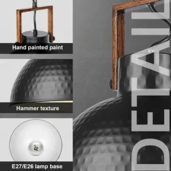 Industrial Retro Pendant Light Metal Chandelier Modern Farmhouse Balcony Corridor Decorative Lighting Fixture Bedside Black Hanging Lamp 1 Head 110-240V