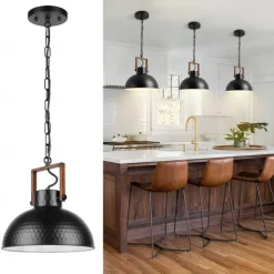 Industrial Retro Pendant Light Metal Chandelier Modern Farmhouse Balcony Corridor Decorative Lighting Fixture Bedside Black Hanging Lamp 1 Head 110-240V