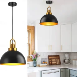 Industrial Retro Pendant Light Metal Chandelier Modern Farmhouse Balcony Corridor Decorative Lighting Fixture Bedside Black Hanging Lamp 1 Head 110-240V