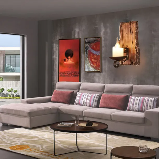 Industrial Style Rural Retro Wood Wall Lamp Marble Lampshade Gray Log Suitable for Indoor Farmhouse Coffee Kitchen Study Lighting E14/E12 Candle Bulb AC110V AC220V