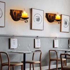 Industrial Style Rural Retro Wood Wall Lamp Marble Lampshade Gray Log Suitable for Indoor Farmhouse Coffee Kitchen Study Lighting E14/E12 Candle Bulb AC110V AC220V