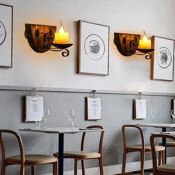 Industrial Style Rural Retro Wood Wall Lamp Marble Lampshade Gray Log Suitable for Indoor Farmhouse Coffee Kitchen Study Lighting E14/E12 Candle Bulb AC110V AC220V