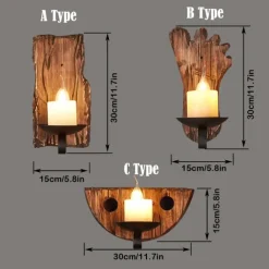Industrial Style Rural Retro Wood Wall Lamp Marble Lampshade Gray Log Suitable for Indoor Farmhouse Coffee Kitchen Study Lighting E14/E12 Candle Bulb AC110V AC220V
