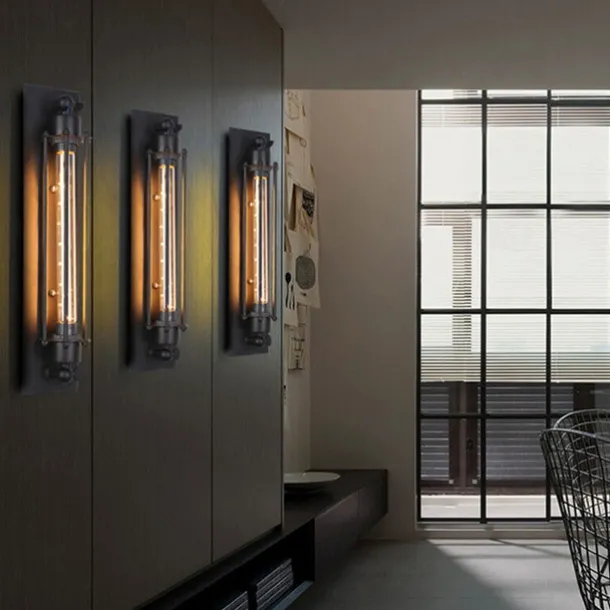 Industrial Wall Lights Metal Pipe Wall Light Retro Water Pipes Steampunk Design Flute Art for Living Room Bedroom Restaurant Attic Bar Cafe 110-240V