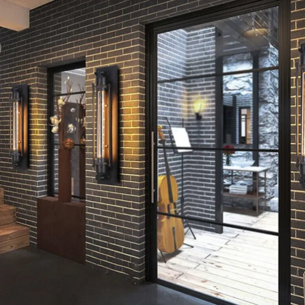 Industrial Wall Lights Metal Pipe Wall Light Retro Water Pipes Steampunk Design Flute Art for Living Room Bedroom Restaurant Attic Bar Cafe 110-240V