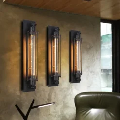 Industrial Wall Lights Metal Pipe Wall Light Retro Water Pipes Steampunk Design Flute Art for Living Room Bedroom Restaurant Attic Bar Cafe 110-240V