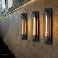Industrial Wall Lights Metal Pipe Wall Light Retro Water Pipes Steampunk Design Flute Art for Living Room Bedroom Restaurant Attic Bar Cafe 110-240V
