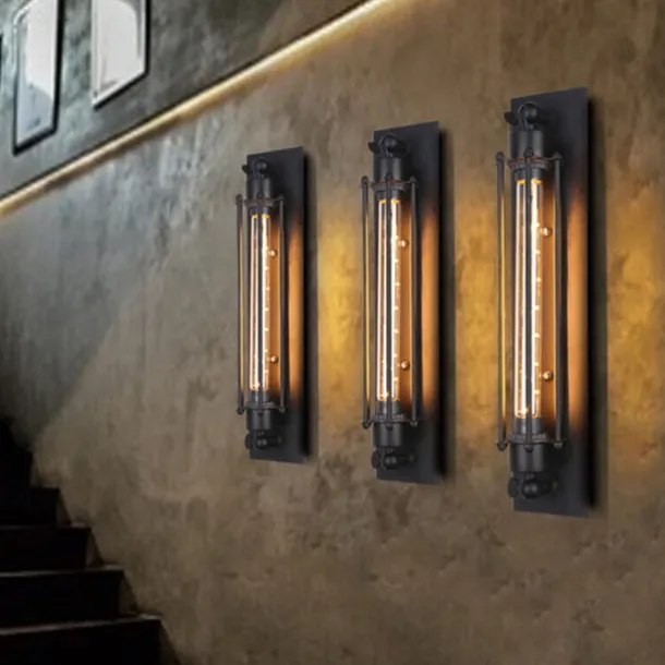 Industrial Wall Lights Metal Pipe Wall Light Retro Water Pipes Steampunk Design Flute Art for Living Room Bedroom Restaurant Attic Bar Cafe 110-240V