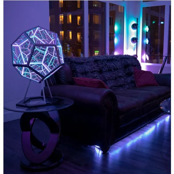 Infinite Dodecahedron Color Art Night Light Spiral Space Adjustable LED Party Lamp for Bedroom Kids Room 110-240V