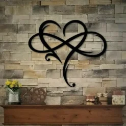 Infinity Heart Wall Decor, Unique Infinity Heart Metal Art Wall Decor Love Sign Steel Wall Plaques Bedroom Ornaments for Home Wedding Decor, Room Living Room Decoration