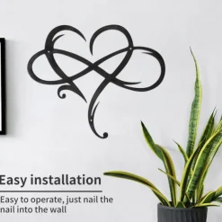Infinity Heart Wall Decor, Unique Infinity Heart Metal Art Wall Decor Love Sign Steel Wall Plaques Bedroom Ornaments for Home Wedding Decor, Room Living Room Decoration