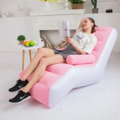 Inflatable Deck Chair Foldable Lounge Chair for Bedroom and Living Room, Indoor Sofa Lounge with Handrails