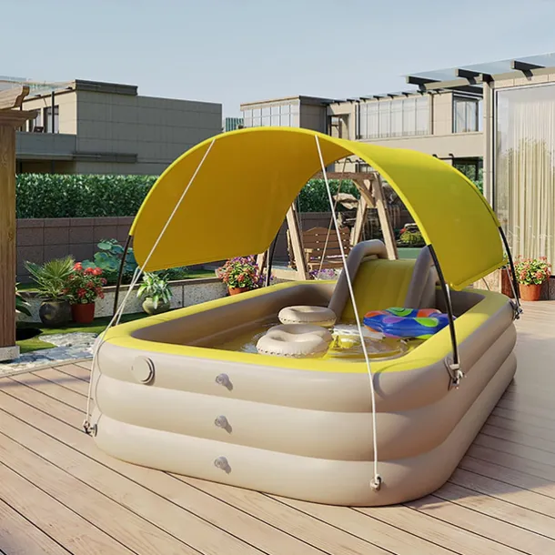 Inflatable Pool for Kids and Adults With slide and sunshade,Full-Sized Inflatable Kiddie Pools,Above Ground Pools for Family, Backyard, Garden, Lawn, Outdoor ( Paddling Pool/ Kiddie Pool)