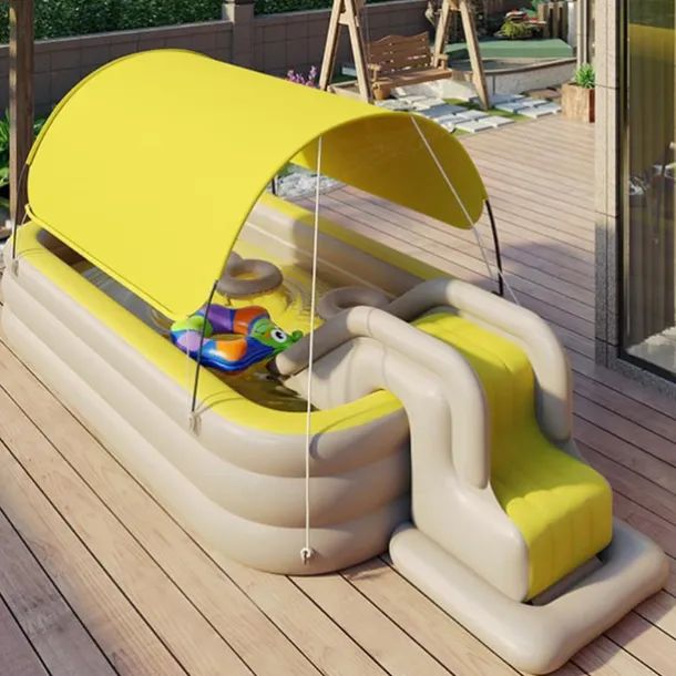 Inflatable Pool for Kids and Adults With slide and sunshade,Full-Sized Inflatable Kiddie Pools,Above Ground Pools for Family, Backyard, Garden, Lawn, Outdoor ( Paddling Pool/ Kiddie Pool)