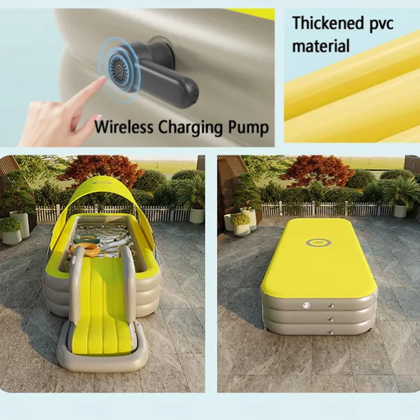 Inflatable Pool for Kids and Adults With slide and sunshade,Full-Sized Inflatable Kiddie Pools,Above Ground Pools for Family, Backyard, Garden, Lawn, Outdoor ( Paddling Pool/ Kiddie Pool)