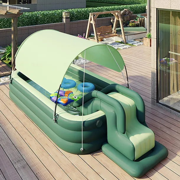 Inflatable Pool for Kids and Adults With slide and sunshade,Full-Sized Inflatable Kiddie Pools,Above Ground Pools for Family, Backyard, Garden, Lawn, Outdoor ( Paddling Pool/ Kiddie Pool)