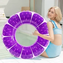 Inflatable Swim Tube Raft with Summer Fruits Painting, Pool Toys for Swimming Pool Party Decorations