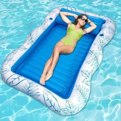 Inflatable Swimming Pool Float Boat Tanning Swimming Pool Lounge Chair Floating Sunbathing Swimming Pool Floating Toy Tanning Mattress Inflatable Cushion