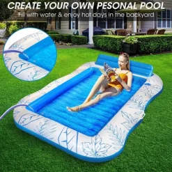 Inflatable Swimming Pool Float Boat Tanning Swimming Pool Lounge Chair Floating Sunbathing Swimming Pool Floating Toy Tanning Mattress Inflatable Cushion