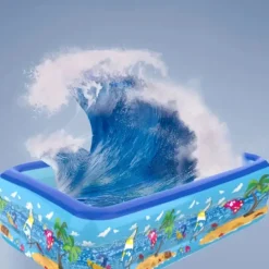 Inflatable Top Ring Swimming Pool Family Size PVC Paddling Pool with Multiple Components - Electricity-Free Home Swim and Play Pool with Thickened Marine Ball Pit Design