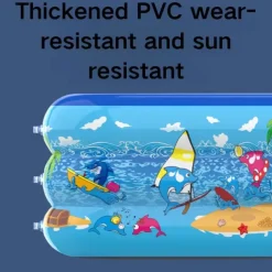 Inflatable Top Ring Swimming Pool Family Size PVC Paddling Pool with Multiple Components - Electricity-Free Home Swim and Play Pool with Thickened Marine Ball Pit Design