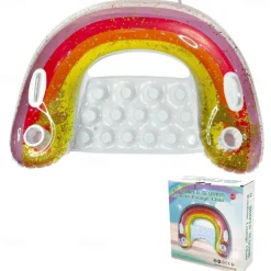 inflatable water sequin rainbow mount recliner with thickened U-shaped floating sofa hammock and swimming ring