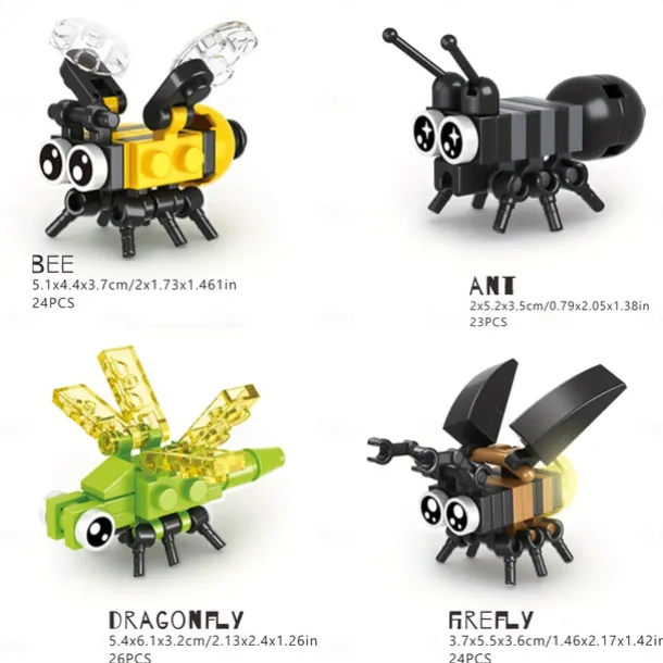 Insect Building Blocks Insect Model Different Little Insects Building Blocks Bee Ladybug Firefly Dragonfly Spider Toy For Boy/Girl Children's Toys Gifts Easter Gift Christmas Halloween Gift