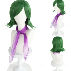 Inside Out 2 Disgust Wig Cosplay Short Green Wig for Women Anime Cosplay Green Bob Wig with Bangs Sythetic Hair Wig Anime Styled Wigs for Carnival Costume Party (Only Wigs) Halloween Wigs