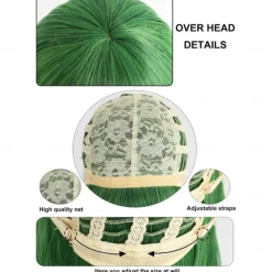 Inside Out 2 Disgust Wig Cosplay Short Green Wig for Women Anime Cosplay Green Bob Wig with Bangs Sythetic Hair Wig Anime Styled Wigs for Carnival Costume Party (Only Wigs) Halloween Wigs