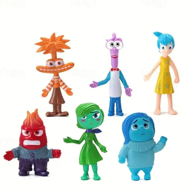 Inside Out Movie 6-Piece PVC Figure Set - Collector's Articulated Joy Fear Anger Sadness Character Statues for Display & Party Decor - Ideal for Teens 14+