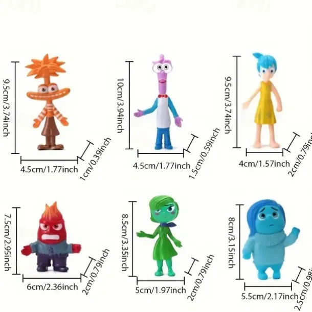 Inside Out Movie 6-Piece PVC Figure Set - Collector's Articulated Joy Fear Anger Sadness Character Statues for Display & Party Decor - Ideal for Teens 14+