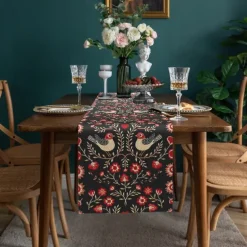 Inspired by William Morris Art Style Print Country Style Table Runner, Kitchen Dining Table Decor, Print Decor Table Runners for Indoor Outdoor Home Farmhouse Holiday Wedding Birthday Party Decoration