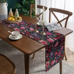 Inspired by William Morris Art Style Print Country Style Table Runner, Kitchen Dining Table Decor, Print Decor Table Runners for Indoor Outdoor Home Farmhouse Holiday Wedding Birthday Party Decoration