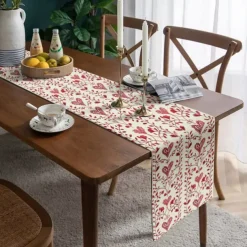 Inspired by William Morris Art Style Print Country Style Table Runner, Kitchen Dining Table Decor, Print Decor Table Runners for Indoor Outdoor Home Farmhouse Holiday Wedding Birthday Party Decoration