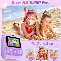 Instant Print Camera for Kids HD 1080P Print Camera for Kids Digital Camera With 3 Rolls Print Paper for Children Toys Boy Girls Christmas Gift