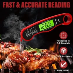 Instant Read Meat Thermometer, Waterproof Ultra-Fast Digital Food Probe with Backlight, Calibration for Grill, BBQ, and Cooking