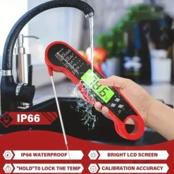 Instant Read Meat Thermometer, Waterproof Ultra-Fast Digital Food Probe with Backlight, Calibration for Grill, BBQ, and Cooking