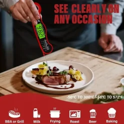 Instant Read Meat Thermometer, Waterproof Ultra-Fast Digital Food Probe with Backlight, Calibration for Grill, BBQ, and Cooking