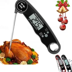 Instant Read Meat Thermometer Kitchen Thermometer Waterproof Ultra Fast Digital Display Food Water Milk Thermometer for Outdoor Cooking BBQ and Kitchen Temperature Tester Household Tool