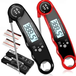 Instant Read Meat Thermometer Kitchen Thermometer Waterproof Ultra Fast Digital Display Food Water Milk Thermometer for Outdoor Cooking BBQ and Kitchen Temperature Tester Household Tool