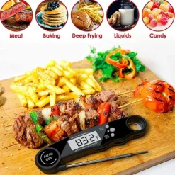 Instant Read Meat Thermometer Kitchen Thermometer Waterproof Ultra Fast Digital Display Food Water Milk Thermometer for Outdoor Cooking BBQ and Kitchen Temperature Tester Household Tool