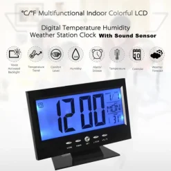 Intelligent Digital Clock Voice Control Snooze Backlight Creative Electronic Clock With Thermometer Weather Station Display Calendar Student Bedside Alarm Clock Wireless Temperature Humidity Meter